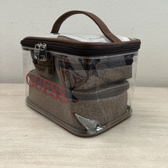 Guess V7200494 COCOA Multi 4-Piece Cosmetic Junction Travel Set Bag - Picture 2 of 7